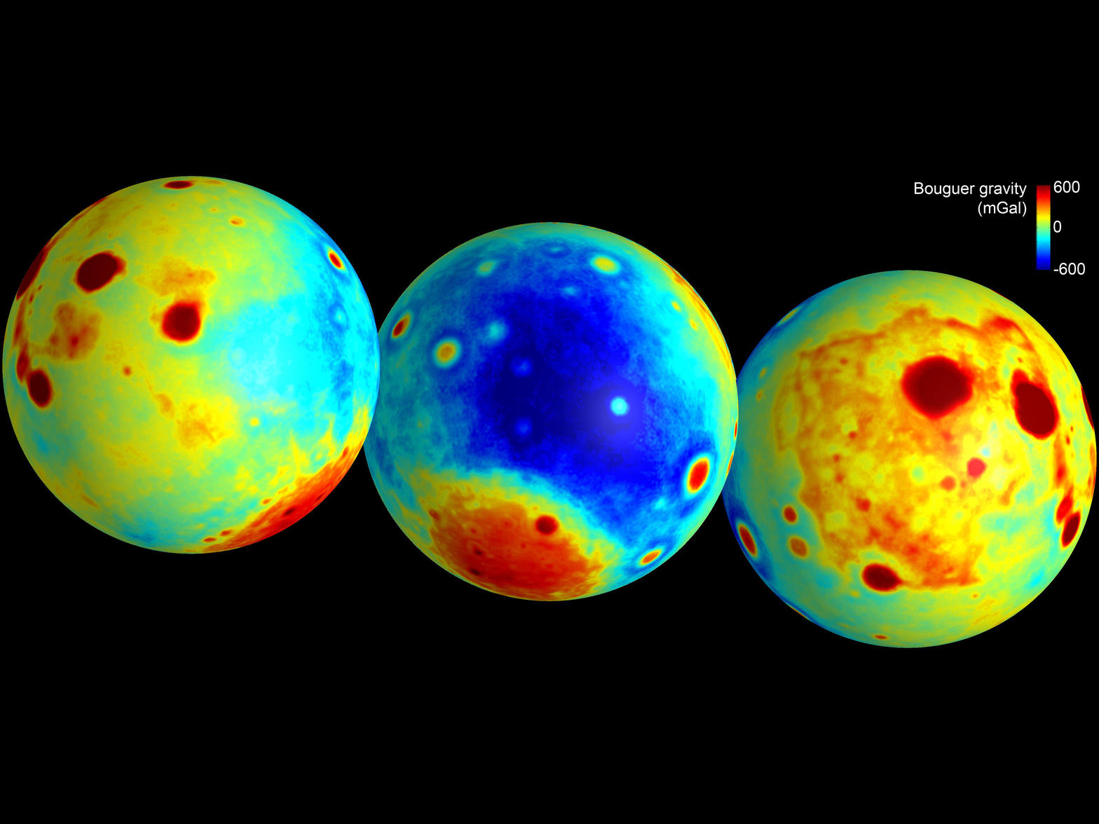 Three Bouguer gravity globes of the Moon from GRAIL