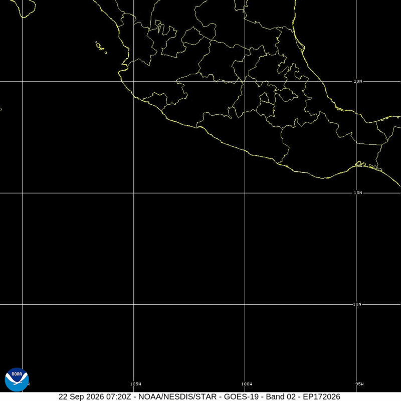 Animated GOES-19 visible satellite loop of Hurricane Polo